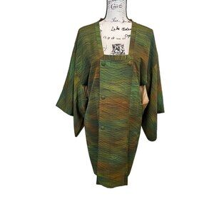Vintage Green Silk Haori Jacket – Japanese Kimono Coat